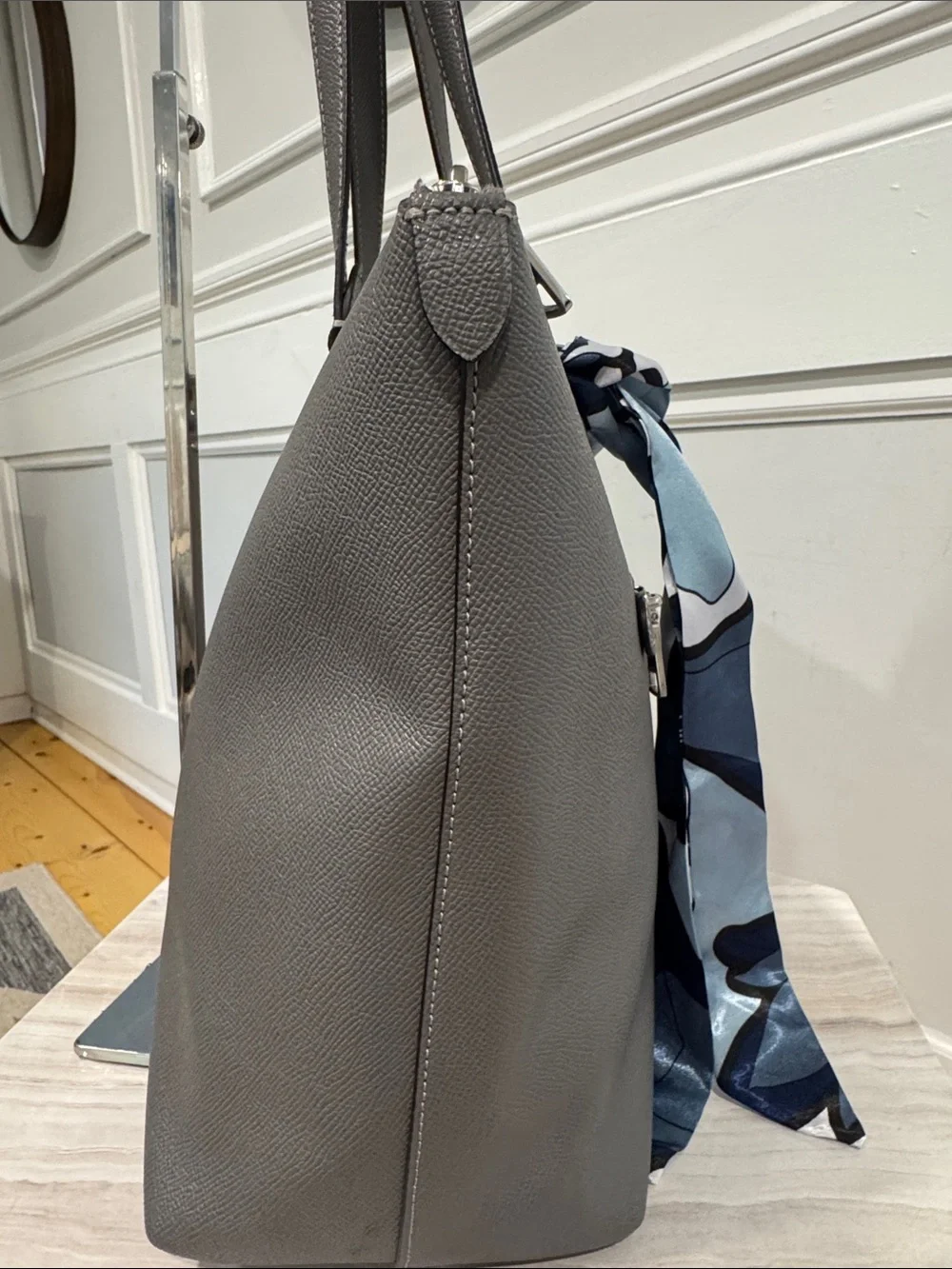 Coach Bag Gallery Grey Leather Tote with Scarf - Picture 6 of 17